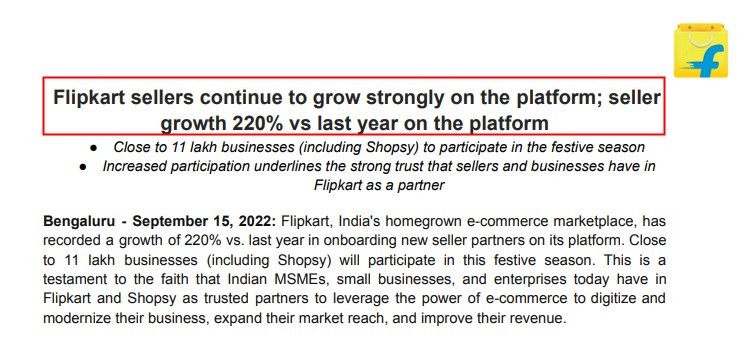 Flipkart平臺新賣家數(shù)量相比去年增長220%